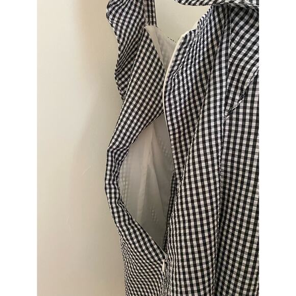 Anthropologie Hutch Black White Gingham Check Dress Ruffle Button Front EUC 10 - Picture 12 of 12